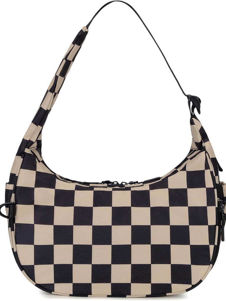 Crescent Shoulder Bag For Women Checkered Purse Small Cute Clutch Hobo Handbags